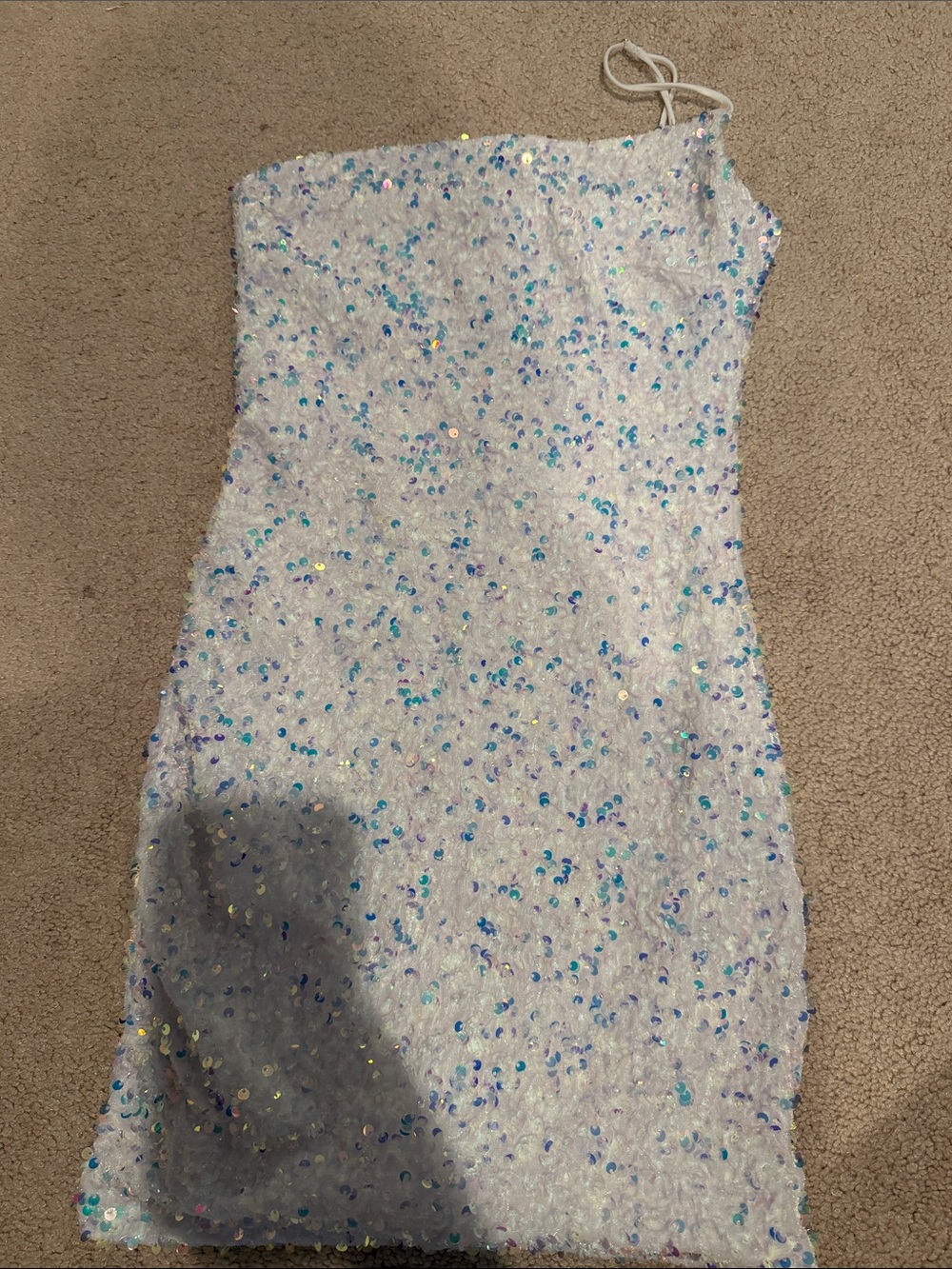 Lucy in the sky white sequin one shoulder hoco cocktail dress sz XS